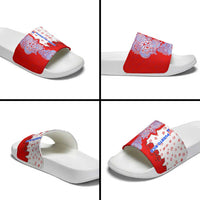 Puerto Rico Christmas Slide Sandals with Taino Symbols Palm Tree Bongos and Holiday Pattern Design - Wonder Print Shop