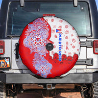 Puerto Rico Christmas Spare Tire Cover with Taino Symbols Palm Tree Bongos and Holiday Pattern Design - Wonder Print Shop