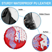 Puerto Rico Christmas Spare Tire Cover with Taino Symbols Palm Tree Bongos and Holiday Pattern Design - Wonder Print Shop