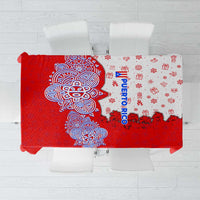 Puerto Rico Christmas Tablecloth with Taino Symbols Palm Tree Bongos and Holiday Pattern Design - Wonder Print Shop