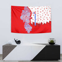 Puerto Rico Christmas Tapestry with Taino Symbols Palm Tree Bongos and Holiday Pattern Design - Wonder Print Shop