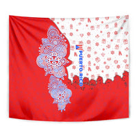 Puerto Rico Christmas Tapestry with Taino Symbols Palm Tree Bongos and Holiday Pattern Design - Wonder Print Shop