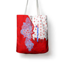 Puerto Rico Christmas Tote Bag with Taino Symbols Palm Tree Bongos and Holiday Pattern Design - Wonder Print Shop