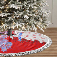 Puerto Rico Christmas Tree Skirt with Taino Symbols Palm Tree Bongos and Holiday Pattern Design - Wonder Print Shop