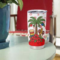 Puerto Rico Christmas Tumbler Cup with Taino Symbols Palm Tree Bongos and Holiday Pattern Design - Wonder Print Shop