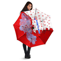 Puerto Rico Christmas Umbrella with Taino Symbols Palm Tree Bongos and Holiday Pattern Design - Wonder Print Shop