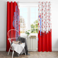 Puerto Rico Christmas Window Curtain with Taino Symbols Palm Tree Bongos and Holiday Pattern Design - Wonder Print Shop