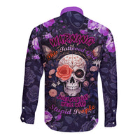 Warning This Tattooed Give Does Not Play Well With Stupid People Long Sleeve Button Shirt - Wonder Print Shop