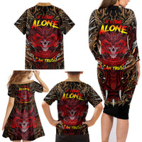 If I Stand Alone I Know I'm With Someone I Can Trust Family Matching Long Sleeve Bodycon Dress and Hawaiian Shirt - Wonder Print Shop