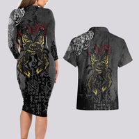 Viking Skoll and Hati Couples Matching Long Sleeve Bodycon Dress and Hawaiian Shirt Chasing Eternity - Wonder Print Shop
