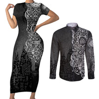 Viking Skoll and Hati Couples Matching Short Sleeve Bodycon Dress and Long Sleeve Button Shirts Chasing Eternity - Wonder Print Shop