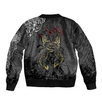 Viking Skoll and Hati Sleeve Zip Bomber Jacket Chasing Eternity - Wonder Print Shop