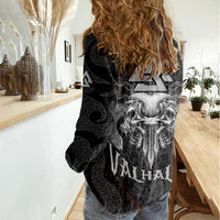Viking Valhalla Women Casual Shirt Skull And Axe - Wonder Print Shop