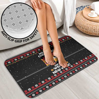 Meowy Christmas Woofy New Year Bathroom Set with Cat and Dog in Winter Hats and Festive Pattern Design - Wonder Print Shop