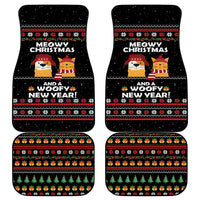 Meowy Christmas Woofy New Year Car Mats with Cat and Dog in Winter Hats and Festive Pattern Design - Wonder Print Shop