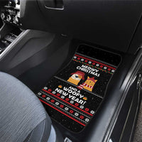 Meowy Christmas Woofy New Year Car Mats with Cat and Dog in Winter Hats and Festive Pattern Design - Wonder Print Shop