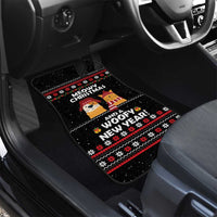 Meowy Christmas Woofy New Year Car Mats with Cat and Dog in Winter Hats and Festive Pattern Design - Wonder Print Shop