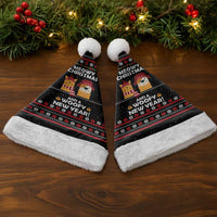 Meowy Christmas Woofy New Year Christmas Santa Hat with Cat and Dog in Winter Hats and Festive Pattern Design - Wonder Print Shop