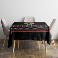 Meowy Christmas Woofy New Year Tablecloth with Cat and Dog in Winter Hats and Festive Pattern Design - Wonder Print Shop