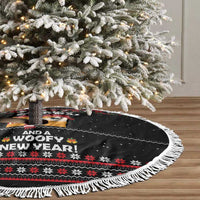 Meowy Christmas Woofy New Year Tree Skirt with Cat and Dog in Winter Hats and Festive Pattern Design - Wonder Print Shop