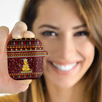 Merry Chickmas Christmas AirPods Case with Yellow Chickens Tree Design and Snowflake Pattern - Wonder Print Shop
