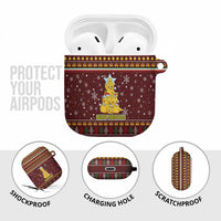 Merry Chickmas Christmas AirPods Case with Yellow Chickens Tree Design and Snowflake Pattern - Wonder Print Shop