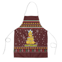 Merry Chickmas Christmas Apron with Yellow Chickens Tree Design and Snowflake Pattern - Wonder Print Shop