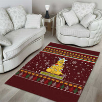 Merry Chickmas Christmas Area Rug with Yellow Chickens Tree Design and Snowflake Pattern - Wonder Print Shop