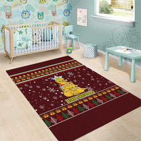 Merry Chickmas Christmas Area Rug with Yellow Chickens Tree Design and Snowflake Pattern - Wonder Print Shop