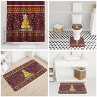 Merry Chickmas Christmas Bathroom Set with Yellow Chickens Tree Design and Snowflake Pattern - Wonder Print Shop