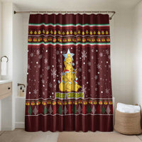 Merry Chickmas Christmas Bathroom Set with Yellow Chickens Tree Design and Snowflake Pattern - Wonder Print Shop