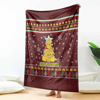 Merry Chickmas Christmas Blanket with Yellow Chickens Tree Design and Snowflake Pattern - Wonder Print Shop