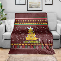 Merry Chickmas Christmas Blanket with Yellow Chickens Tree Design and Snowflake Pattern - Wonder Print Shop