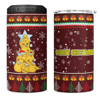 Merry Chickmas Christmas 4 in 1 Can Cooler Tumbler with Yellow Chickens Tree Design and Snowflake Pattern - Wonder Print Shop