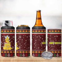 Merry Chickmas Christmas 4 in 1 Can Cooler Tumbler with Yellow Chickens Tree Design and Snowflake Pattern - Wonder Print Shop
