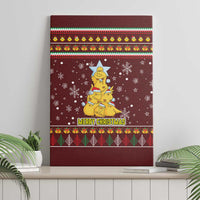 Merry Chickmas Christmas Canvas Wall Art with Yellow Chickens Tree Design and Snowflake Pattern - Wonder Print Shop