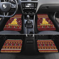 Merry Chickmas Christmas Car Mats with Yellow Chickens Tree Design and Snowflake Pattern - Wonder Print Shop