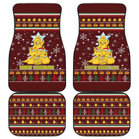 Merry Chickmas Christmas Car Mats with Yellow Chickens Tree Design and Snowflake Pattern - Wonder Print Shop