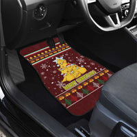 Merry Chickmas Christmas Car Mats with Yellow Chickens Tree Design and Snowflake Pattern - Wonder Print Shop