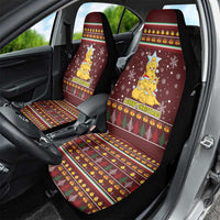 Merry Chickmas Christmas Car Seat Cover with Yellow Chickens Tree Design and Snowflake Pattern - Wonder Print Shop