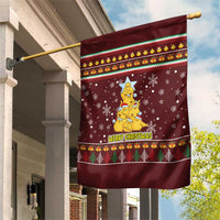 Merry Chickmas Christmas Garden Flag with Yellow Chickens Tree Design and Snowflake Pattern - Wonder Print Shop