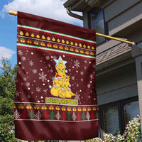 Merry Chickmas Christmas Garden Flag with Yellow Chickens Tree Design and Snowflake Pattern - Wonder Print Shop