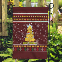 Merry Chickmas Christmas Garden Flag with Yellow Chickens Tree Design and Snowflake Pattern - Wonder Print Shop