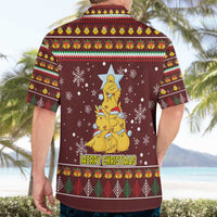 Merry Chickmas Christmas Hawaiian Shirt with Yellow Chickens Tree Design and Snowflake Pattern - Wonder Print Shop