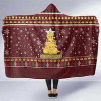 Merry Chickmas Christmas Hooded Blanket with Yellow Chickens Tree Design and Snowflake Pattern - Wonder Print Shop
