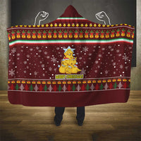 Merry Chickmas Christmas Hooded Blanket with Yellow Chickens Tree Design and Snowflake Pattern - Wonder Print Shop
