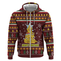 Merry Chickmas Christmas Hoodie with Yellow Chickens Tree Design and Snowflake Pattern - Wonder Print Shop