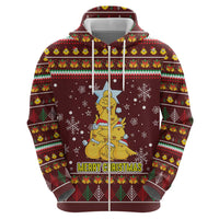 Merry Chickmas Christmas Hoodie with Yellow Chickens Tree Design and Snowflake Pattern - Wonder Print Shop