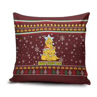 Merry Chickmas Christmas Pillow Cover with Yellow Chickens Tree Design and Snowflake Pattern - Wonder Print Shop