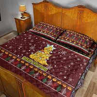 Merry Chickmas Christmas Quilt Bed Set with Yellow Chickens Tree Design and Snowflake Pattern - Wonder Print Shop